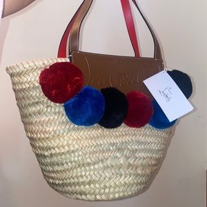Loubishore Woven Straw Pompom Tote